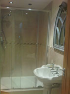 The downstair bathroom, with walk in shower